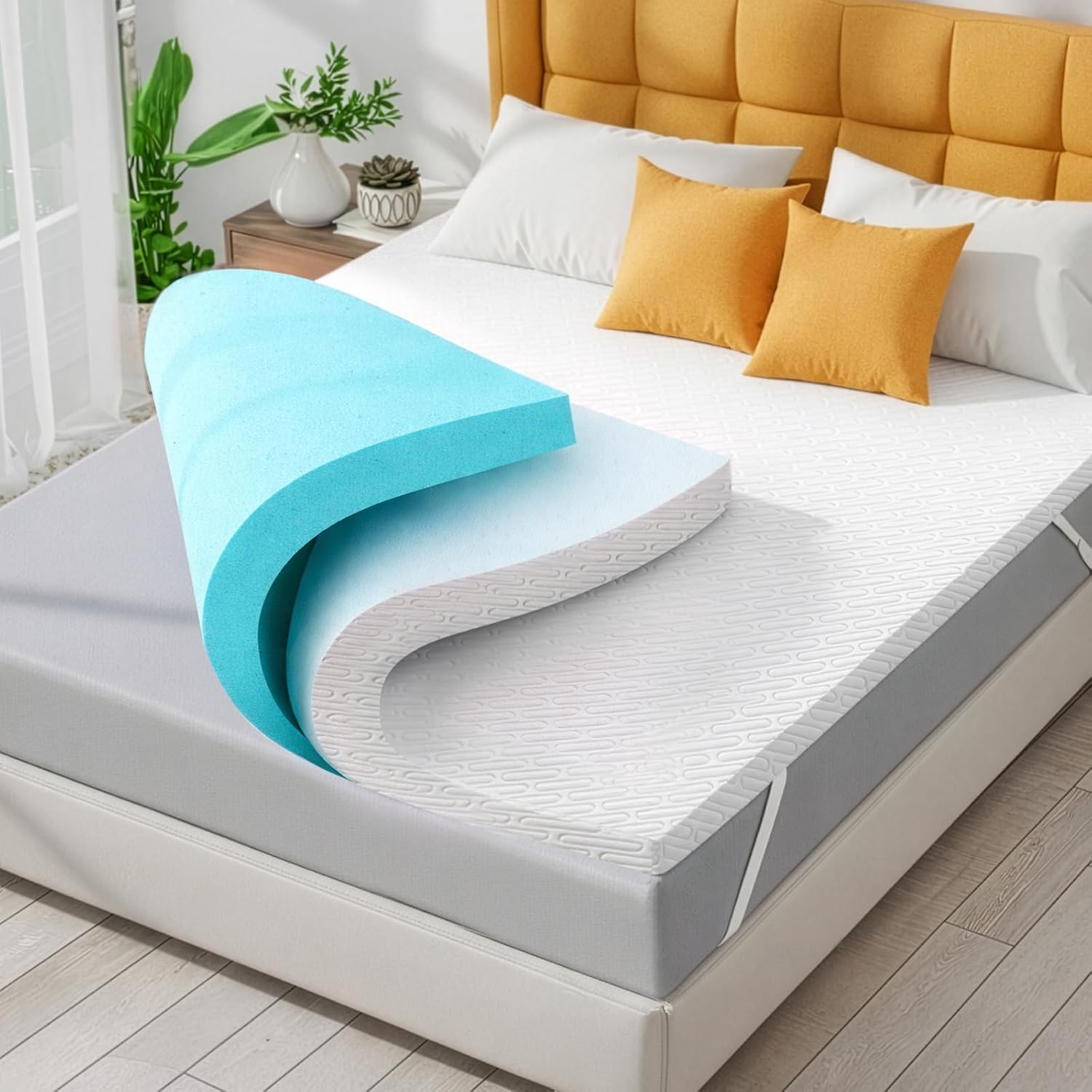 Luxury 3 Inch Memory Foam Mattress Topper for King Bed, 7.5cm Deep Support for Back Pain Relief, Cooling Bamboo Cover, Removable & Washable (150 x 200cm)