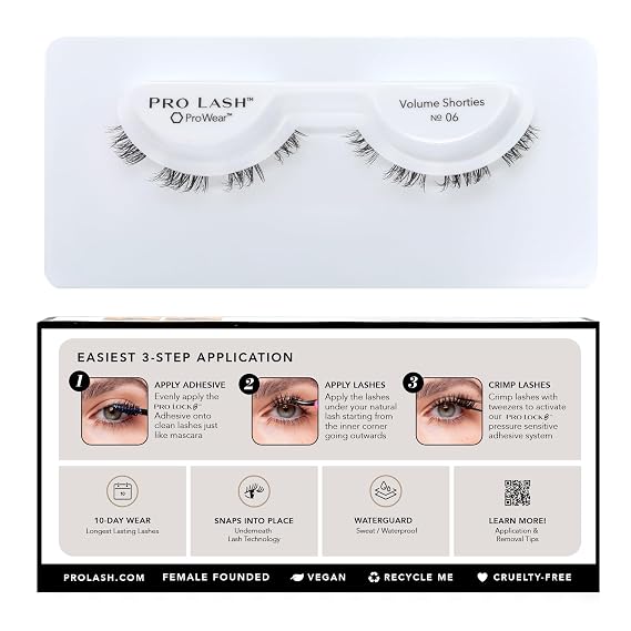 Pro Lash ProWear Professionally Styled Lash Clusters - Easiest to Apply Eyelash Cluster - 10 Day Eyelashes - Waterproof Lashes Clusters - Single Set - Volume Shorties No. 06 - Black