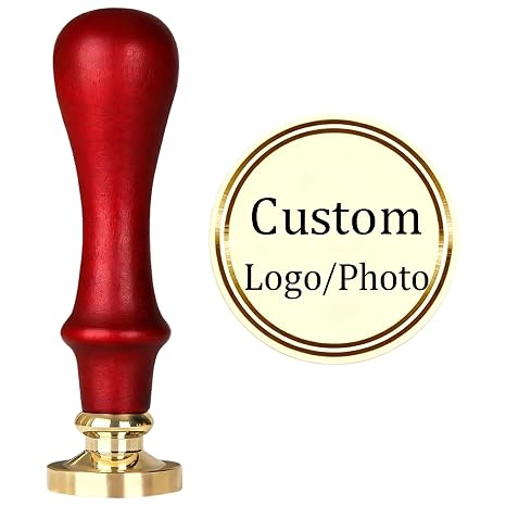 Mceal Personalized Custom Made Wax Seal Stamp Red Beech Wood Handle, Supports Complex Logo/Photo