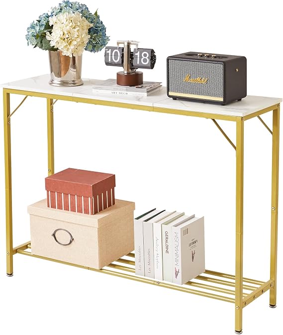 YMYNY Console Table, Slim Console Table for Hallway, Metal Frame, Compact Display Table, Sofa Table for Small Spaces, Entryway, Living Room, Sturdy,