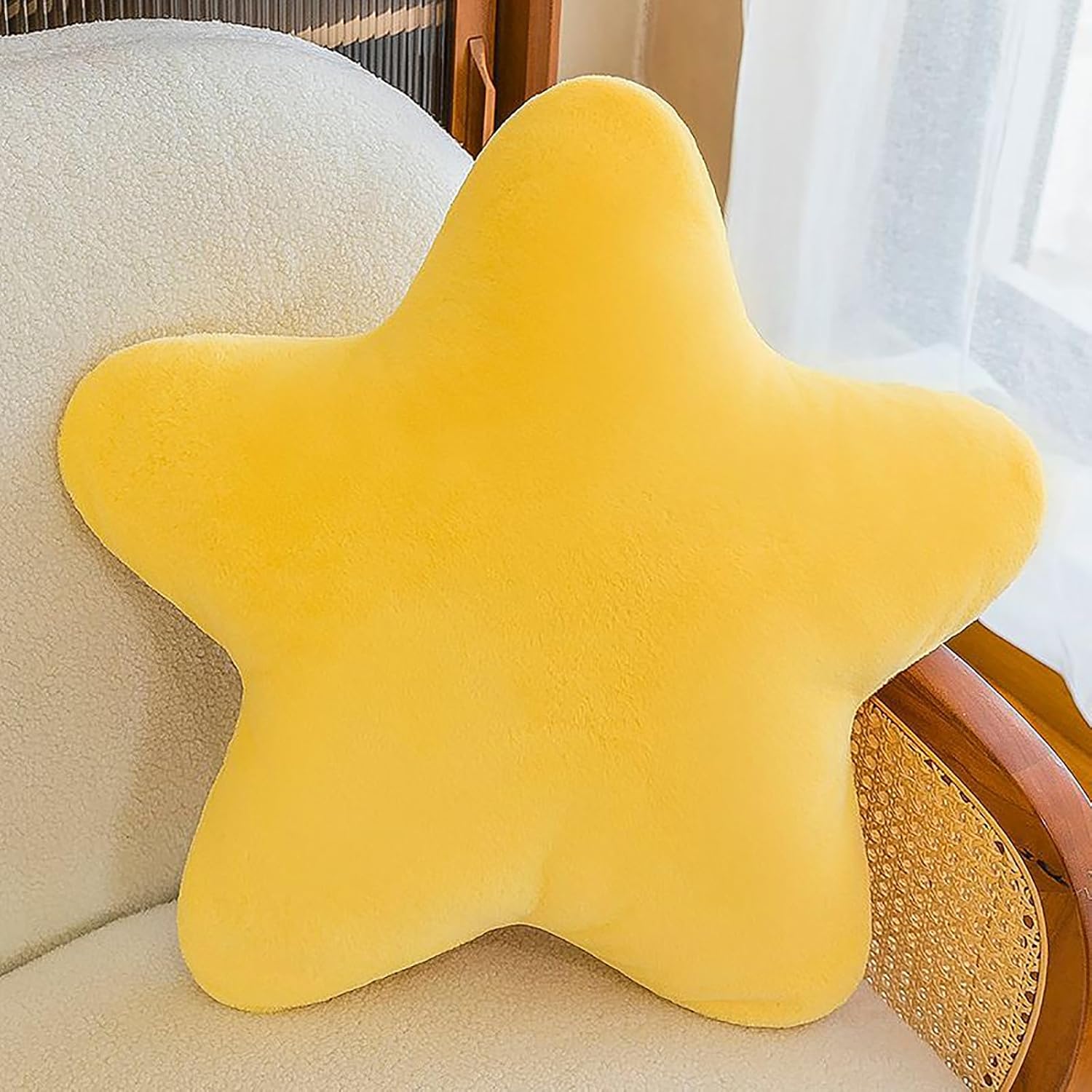 Star Pillow - Skin-Friendly and Breathable Nap Pillow for Home, Office, and Car 19.6in50cm, Yellow