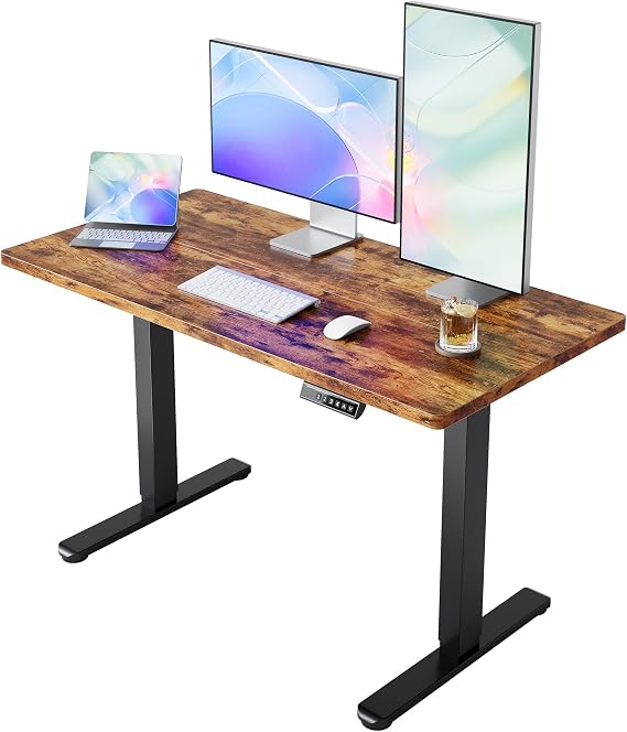 HUANUO 43x24 Inch Electric Standing Desk, Height Adjustable, Rustic Brown