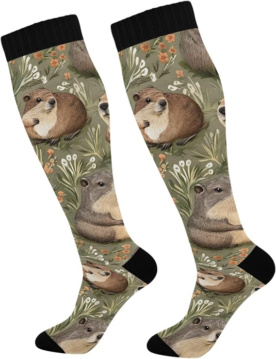Groundhog Grass Compression Socks for Women Support Circulation