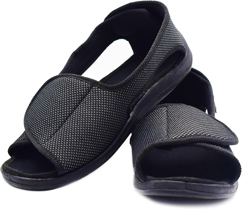 W&LESVAGO Diabetic Sandals for Men Wide Width Open toe Walking Sandals Comfortable Men Slippers for Plantar Fasciitis Arthritis