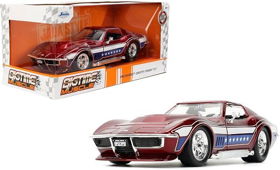Jada Toys Bigtime Muscle 1:24 1969 Corvette Stingray ZL-1 Opening Doors, Hood, Trunk, Rubber Tires Collectible for Adults and Kids