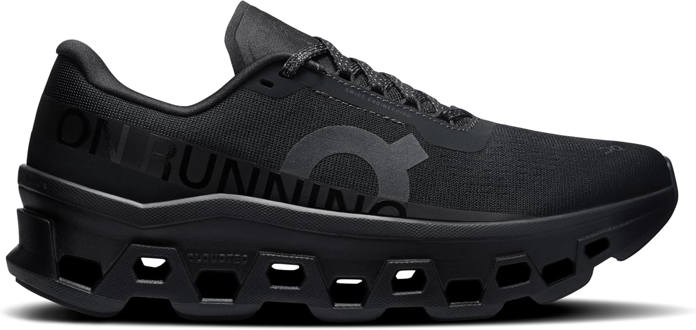 On Women's Cloudmonster 1 Sneakers, Black/Black, 7.5 Medium US