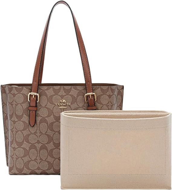 Bag Organizer for Coach Mollie Tote (Set of 2) (Black, Large: 34L x 28H x 13Dcm)