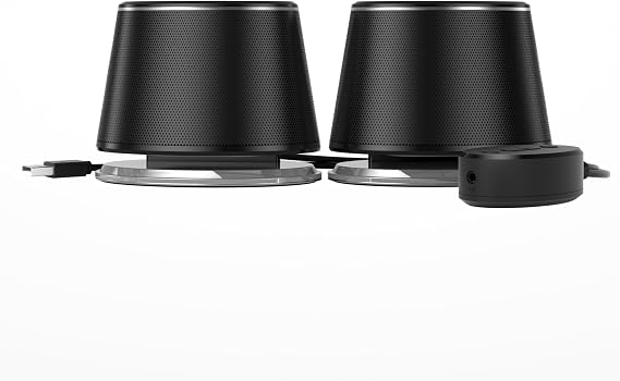 Amazon Basics Bluetooth Computer Speakers with USB 3.0, LED Blue Lighting, Volume Control, USB Powered, Set of 2