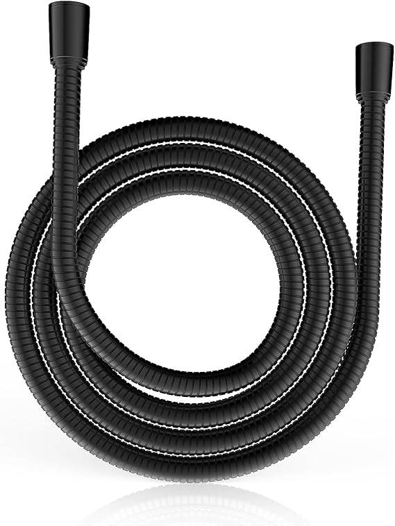 Shower Hose 71 Inches Stainless Steel Extra Long Handheld Shower head Hose Flexible and Durable with Brass Insert and Nut (Black)
