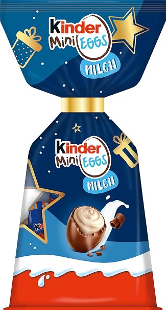 kinder Mini Eggs Milch – Feine Milchfüllung umhüllt von Vollmilchschokolade – Leckere Schokoladeneier zu Weihnachten für Adventskalender Nikolausstiefel – Geschenk für Familie & Freunde – 85g