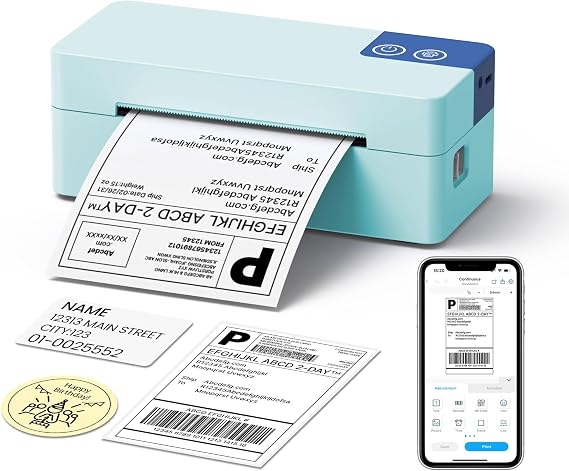 Bluetooth Thermal Shipping Label Printer, 4x6 Thermal Label Printer