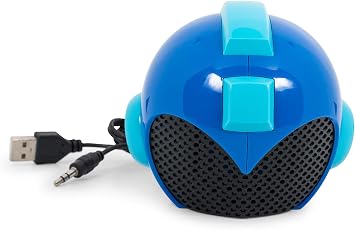 Megaman Rockman Helmet Themed USB Powered Solid Wired Multimedia Portable Speaker for PC, Monitor, Desktop, Laptop, Gaming Smartphone, Tablet, iPod, Projector, TV & More - 3.5mm Audio Jack Aux Cord