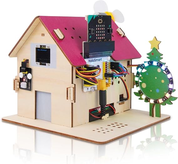 Microbit Smart Home Kit for Microbit V1 and V2,Electronics DIY Home Automation Coding Kit,STEM Educational Set for Student (Without Micro:bit and AAA Battery),Red