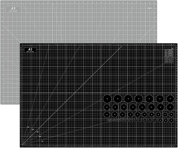 Headley Tools Eingedickt A1 Schneidematte - 90 x 60cm Selbstheilende Nähmatte doppelseitig 5-lagig für Näharbeiten Handwerk Hobby Stoff Scrapbooking-Projekt (Schwarz/Grau)