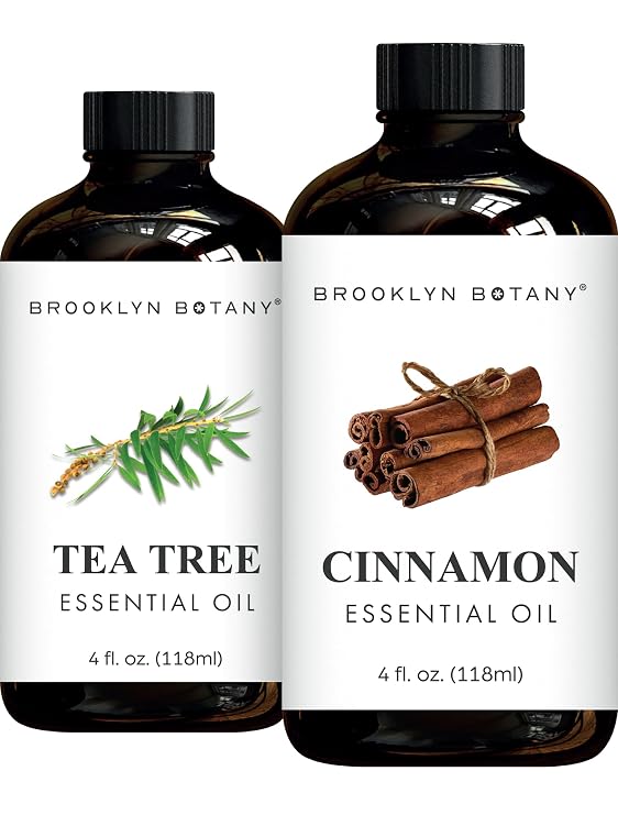 Brooklyn Botany Tea Tree & Cinnamon Essential Oils 4 Fl Oz (Pack of 2) 100% Pure & Natural Warming & Purifying Aromatherapy Blend