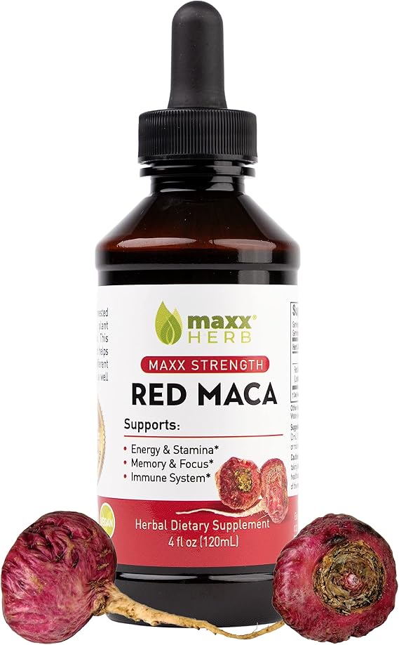 Maxx Herb Red Maca Root Liquid Extract for Stamina & Focus, 4 Oz