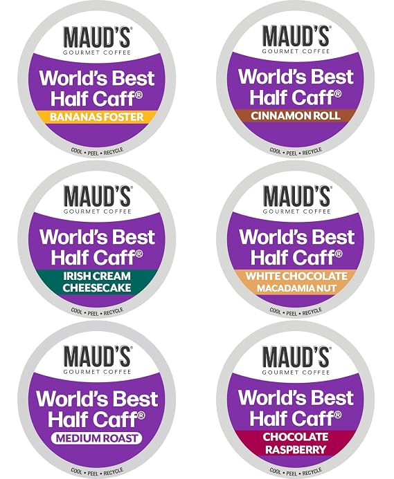 Maud's Half Caff Coffee Pods Variety Pack, 48ct, 6 Assorted Flavors