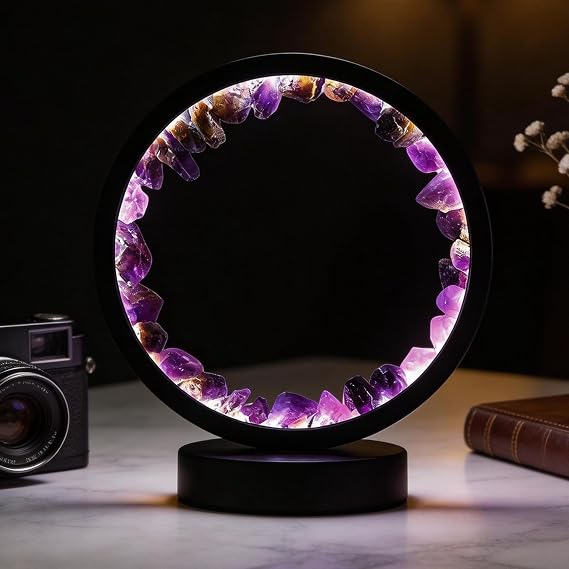 Natural Crystal Lamp – 3 Dimmable Mode Amethyst Crystal Light