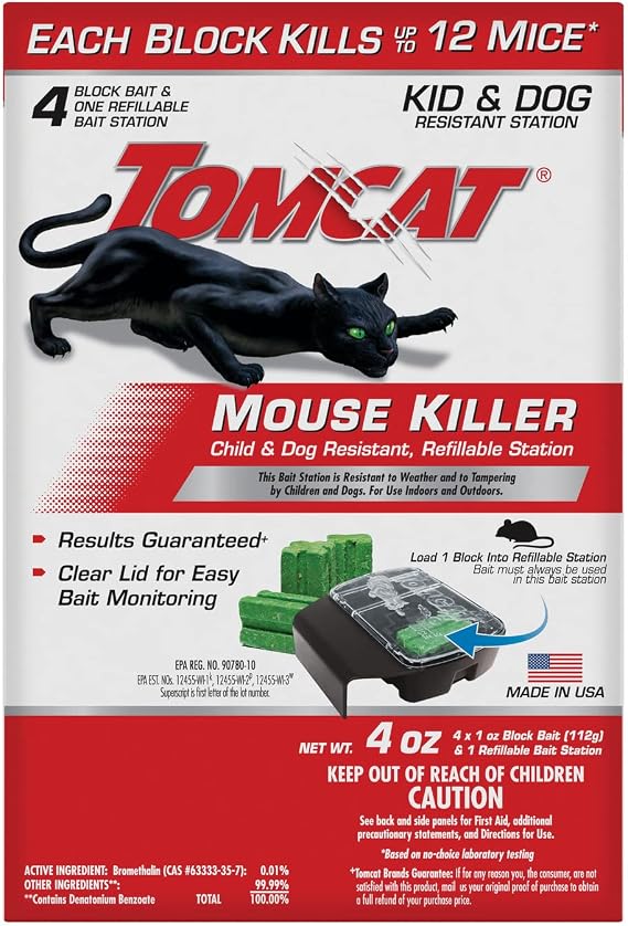 Tomcat Mouse Killer, Child & Dog Resistant, Refillable Station and 4 Baits