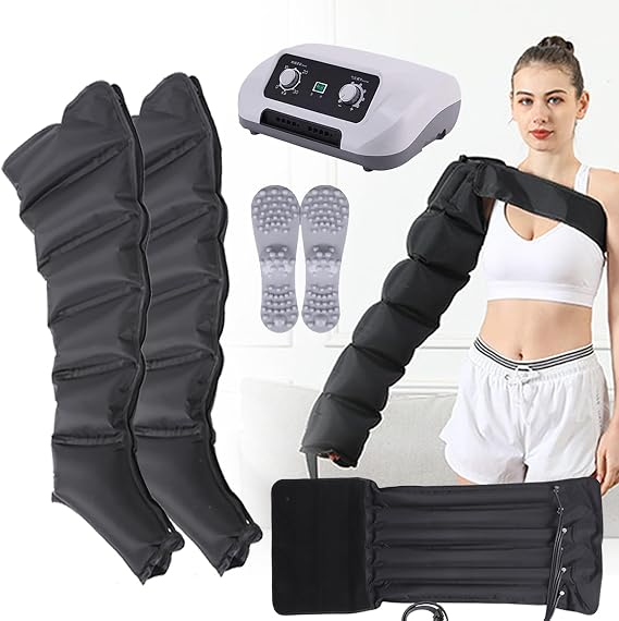 Leg Massager Lymphatic Drainage 6 Cavity for Circulation, Pressure Massage Machine, Electric Air Compression Foot Massager for Arm Legs Waist Wraps for Pain and Circulation