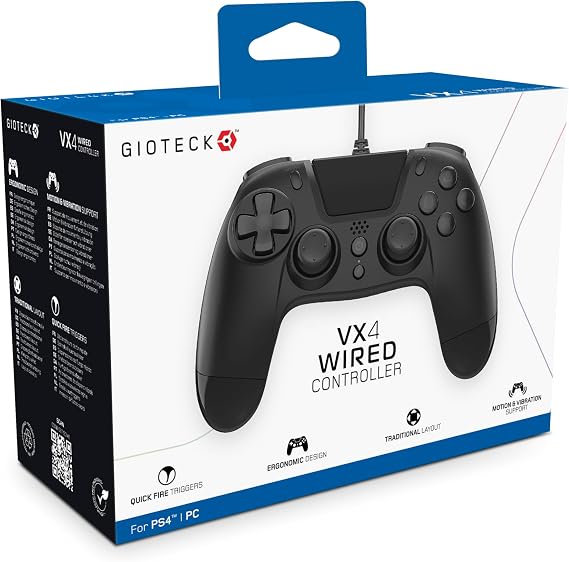 Gioteck VX4 Wired Controller for PlayStation 4 (PS4) - Black