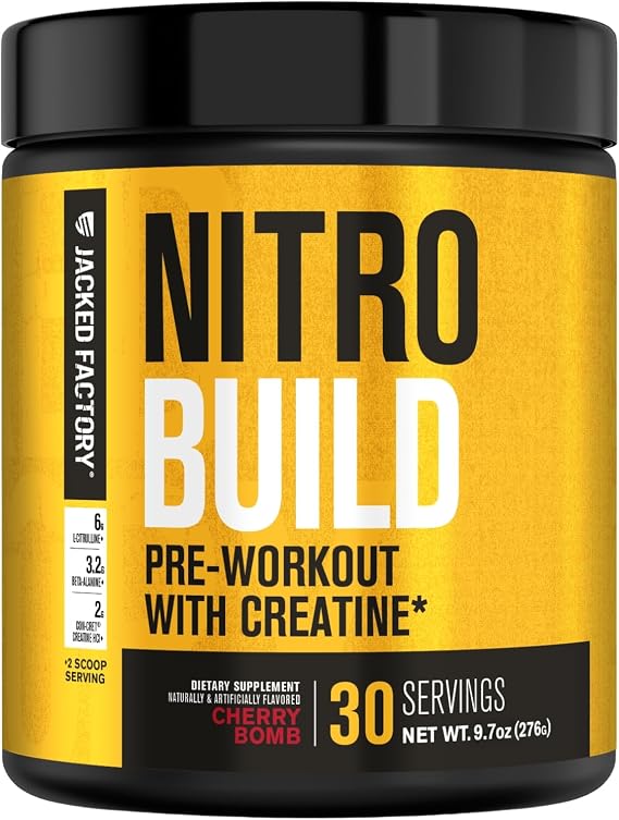 Jacked Factory Nitrosurge Build Pre-Workout - 30 Servings, Cherry Bomb