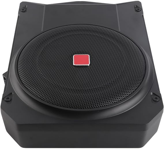 Tbest 10 Inch Active Subwoofer Ultra Thin 800W Under Car with Controller for Vehicle Sound System Metal ABS 2.5 Ohms