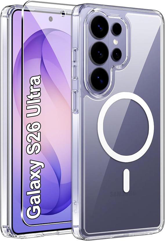 for Samsung Galaxy S26 Ultra Magnetic Case,high qualit,Hard Shell,Scratch Resistant,Anti-Skid-Frosted Transparent-Clear