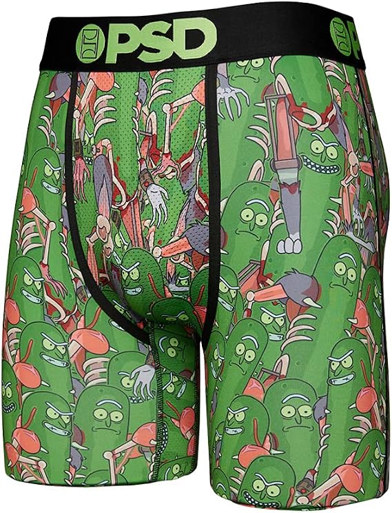 PSD Men's R&m Pickle Rat Boxer Briefs, Green, XL