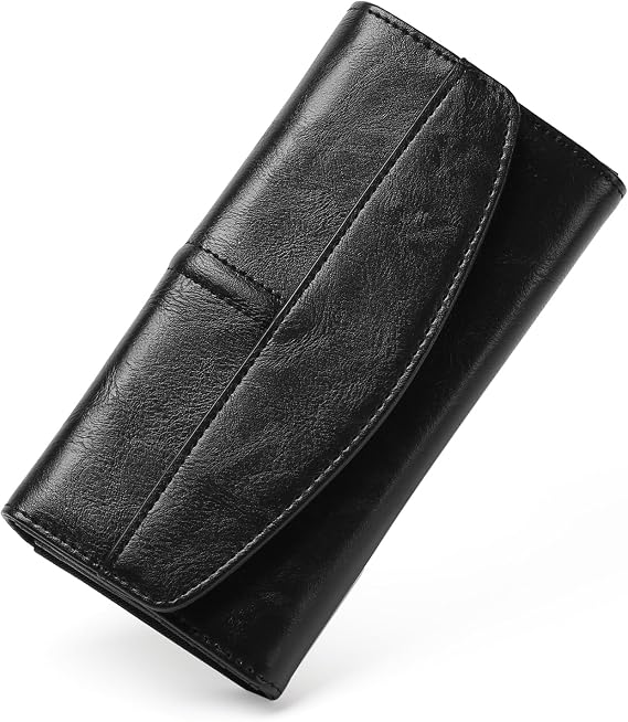 RNIEGA Womens Wallet Large Capacity Leather RFID Blocking Wallets for Women Clutch Credit Card Holder with Zipper Pocket