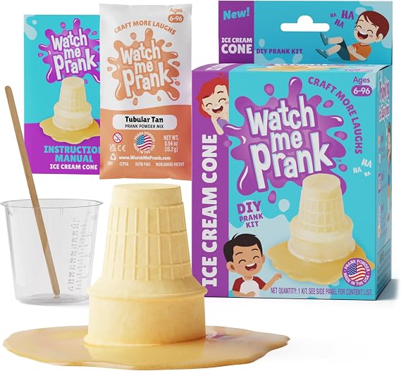 WatchMePrank DIY Ice Cream Cone Prank Kit Fun Prank Set for Kids, Fake Food Gag & Novelty Gift, Office & Party Pranks, Creative Joke Toy
