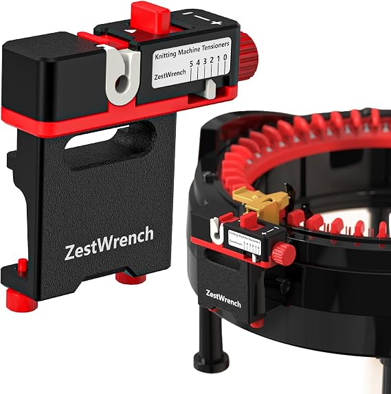 ZestWrench Circular Knitting Machine Tensioner for Addi 46&22 Needles, 360 No-Drop Yarn Winder, One-Touch Release for Effortless Feeding, Fits Electric & Manual Knitting Machines, Ergonomic Design