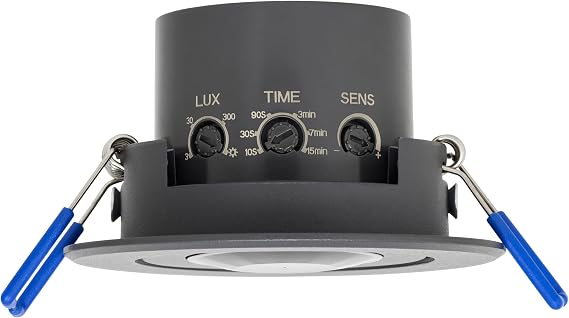 SEBSON PIR Motion Sensor Indoor Ceiling Flush-Mounted 8m/360° LED Suitable | Programmable PIR Sensor, LED Suitable 600W, Recessed Infrared Motion Detector, Range 3-8m/360°, Swivelling, 3-Wire, IP20