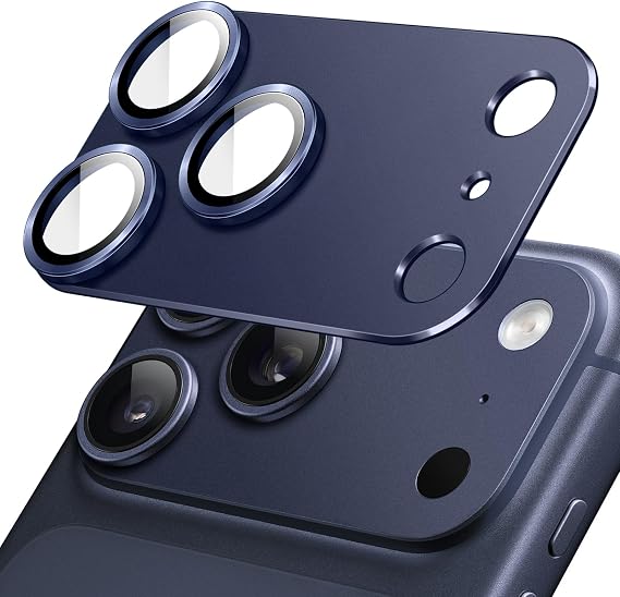 JETech Camera Lens Protector for iPhone 17 Pro Max, Deep Blue, 1-Pack | Full-Coverage 9H Tempered Glass, Matte Metal Finish, Case-Friendly, HD Clear