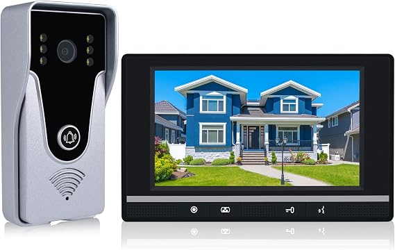 Wired Video Intercom System, 7 Inch Monitor Video Doorbell Camera