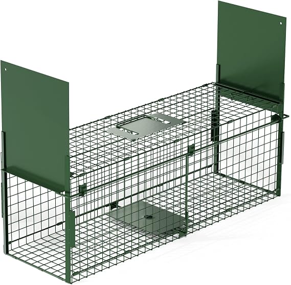 Foldable Stray Cat Trap, Catch Cage with 2 Doors 80x26x26cm