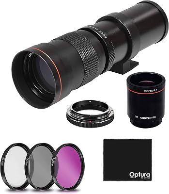 Lens 420-1600mm f8.3 HD Manual Telephoto Zoom Lens for Canon EOS 80D, EOS 90D, Rebel T3, T3i, T5, T5i, T6i, T6s, T7, T7I, T8I, SL3, EOS 70D, EOS 5D,EOS5D IV, EOS 6D II, EOS 7D II SLR Cameras