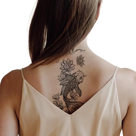 Supperb Temporary Tattoos - Fish & Lotus (Set of 2)
