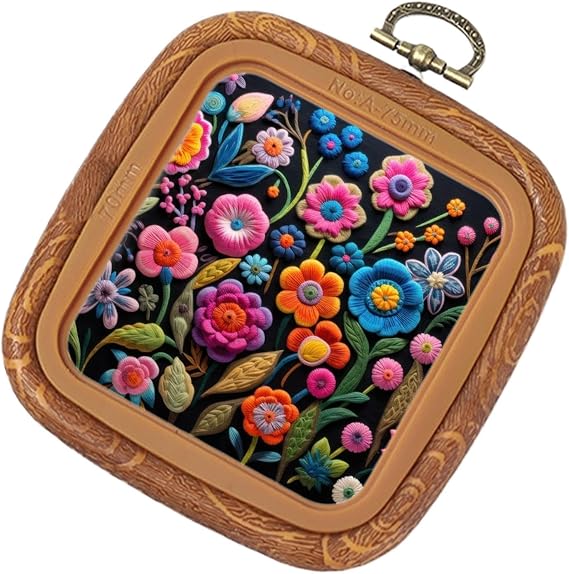 Embroidery Hoop Frame Large Square Embroidery Frame Imitated Wood | Round Quilting Supplies Retro Hoop Ring for Sewing
