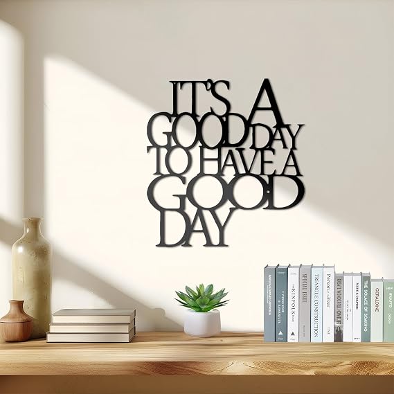 ENKUY 14.3x13.4in Big Size Motivational Metal Wall Art, It's a Good Day Inspirational Metal Wall Decor, Positive Quotes Wall Decor Encouragement Gifts for Office Living Room Bedroom