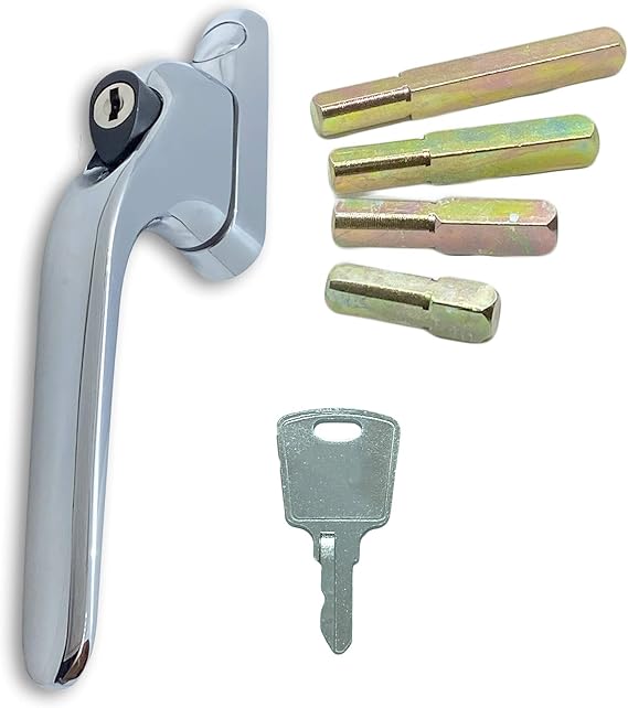 Chrome UPVC Universal Inline Window Handle Double Glazing Espag Lock Smart Spindle