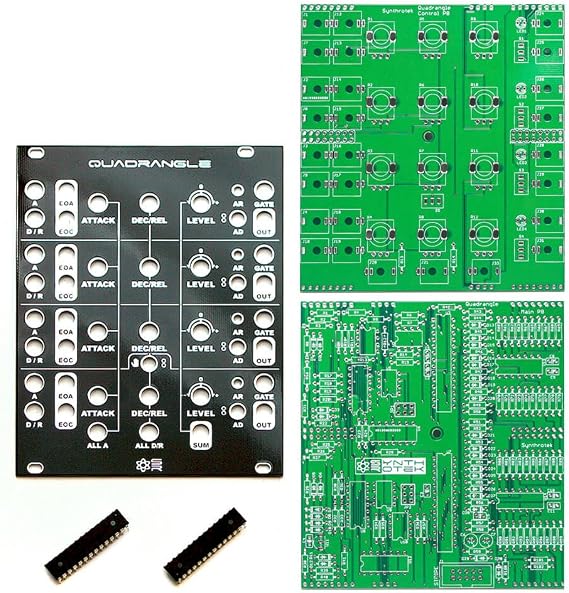 Quadrangle DIY PCBs, Panel and ICs - Eurorack Quad Envelope Generator