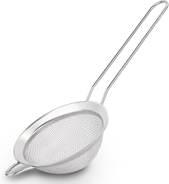 D Fine Mesh Strainer, Stainless Steel Sieve Sifter with Handle, 3-Inch