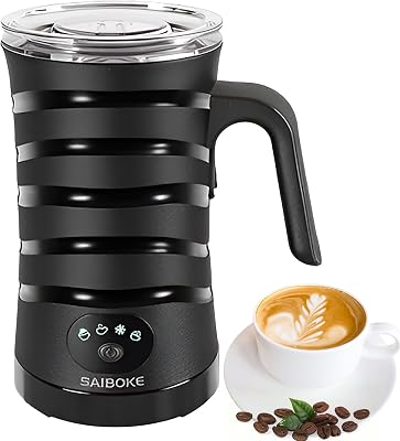 SAIBOKE Electric Milk Frother, 4 in 1 Milk Steamer,11.8oz350ml Automatic Warm and Cold Foam Maker for Coffee,Latte, Cappuccino, Macchiato, Hot Chocolate
