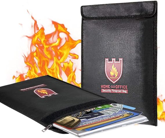 Fireproof Document Bag, Safe Storage Bags (15"x 11" | Solid Silicone Coated Fire & Water Resistant Money Fireproof for Jewelry, Zipper Closure for Maximum Protection