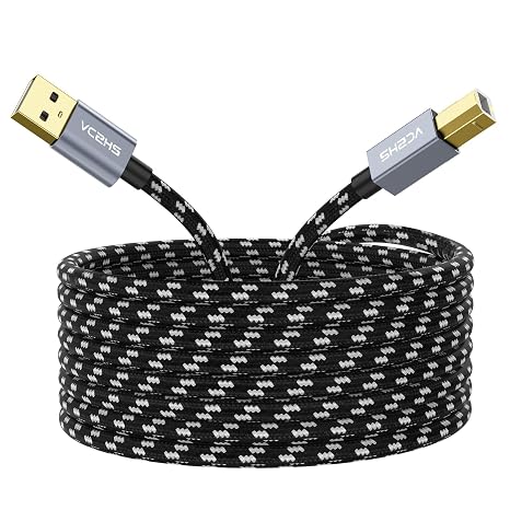USB Printer Cable 2m - USB A to B Cable - Compatible with Hp, Canon, Brother, Samsung, Dell, Epson, Lexmark, Xerox, and More