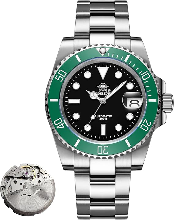 ADDIESDIVE Automatic Watches for Men Analog Diver's Watch NH35A/8215 20Bar Water Proof BGW9 Luminous with Stainless Steel Strap