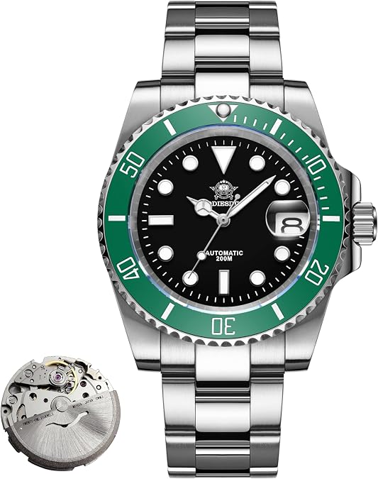 ADDIESDIVE Automatic Watch for Men Waterproof Diver 200 M Date Display Analog Steel Band Japan Mechanical Movement Mens Dive Watch