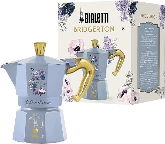 Bialetti Moka Express Bridgerton 3 Cup Anti-scald Handle Non Induction 3 Cups (130ml) Aluminium Sky Blue