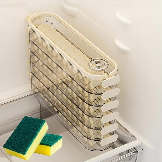 Fridge Storage Boxes With Lids, Dumpling Storage Box, 4-Layer Stackable Food Containers, Plastic Cookie Storage Containers Airtight, Good Sealing, Easy to Clean (Transparent-6-Layer)